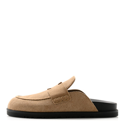 Hermes Suede Calfskin Womens Go Mules 35 Beige Sable 1 of 9