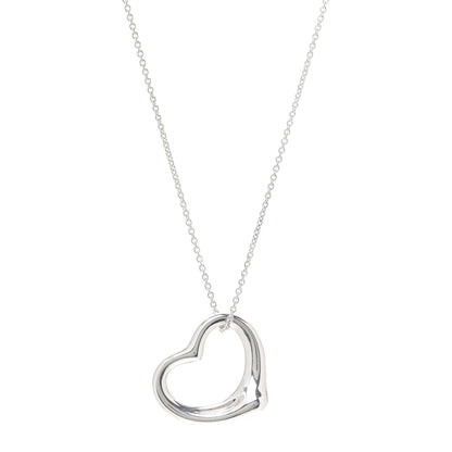Tiffany Sterling Silver 27mm Elsa Peretti Open Heart Pendant Necklace 1 of 5