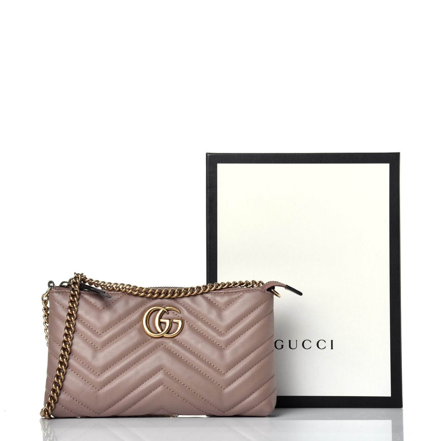 Gucci Calfskin Matelasse Mini GG Marmont Chain Bag Porcelain Rose 8 of 8
