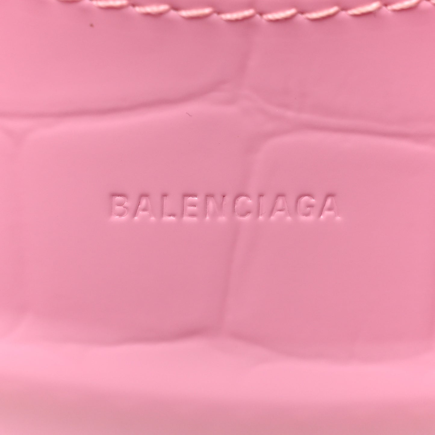 Semi Shiny Calfskin Crocodile Embossed Neo Classic Silver Hardware Mini City Pink