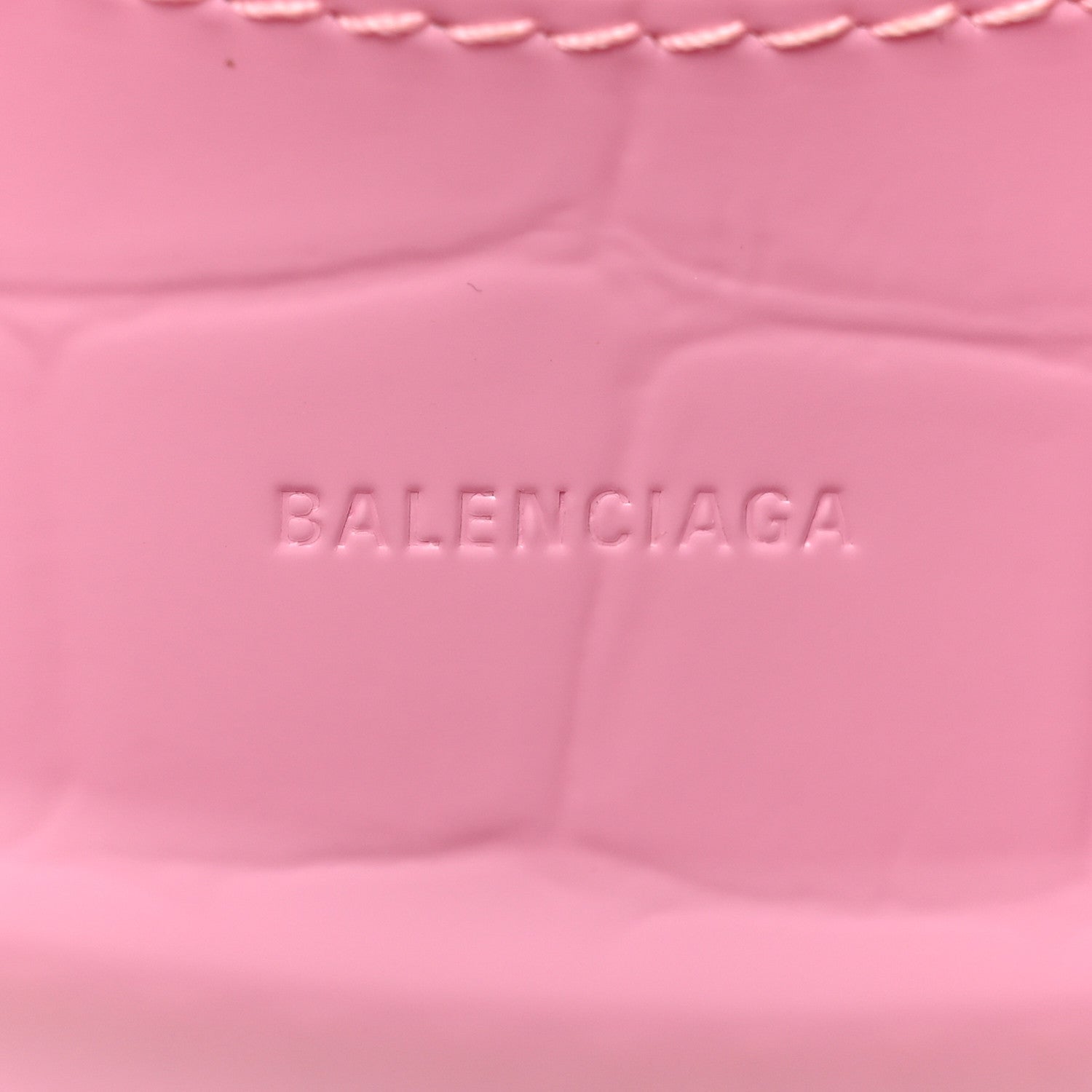 Balenciaga Semi Shiny Calfskin Crocodile Embossed Neo Classic Silver Hardware Mini City Pink 6 of 16