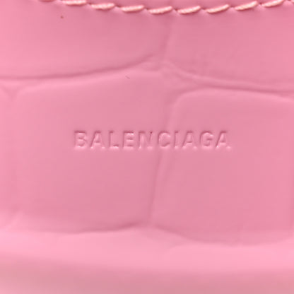 Balenciaga Semi Shiny Calfskin Crocodile Embossed Neo Classic Silver Hardware Mini City Pink 6 of 16