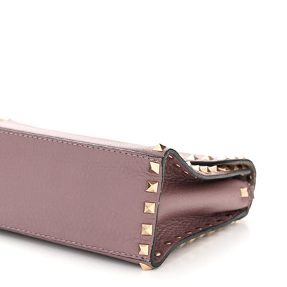 Valentino Garavani Pebbled Calfskin Small Rockstud Single Handle Flap Bag Dark Mauve 9 of 9