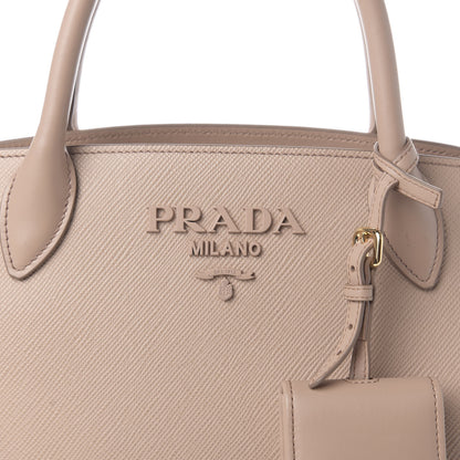 Prada Saffiano Cuir Calfskin Small Monochrome Top Handle Tote Cipria 10 of 10