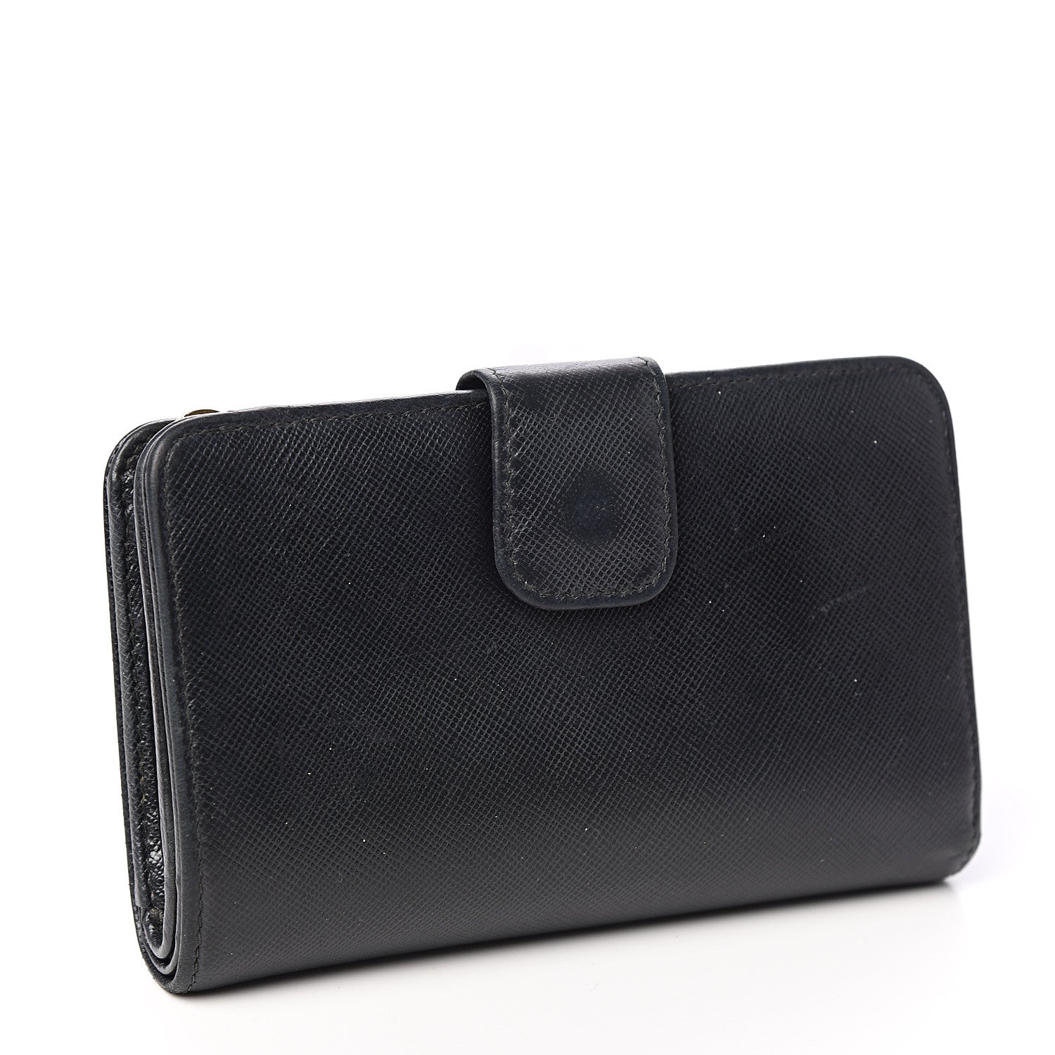 Prada Saffiano Metal Compact Wallet Black 2 of 7
