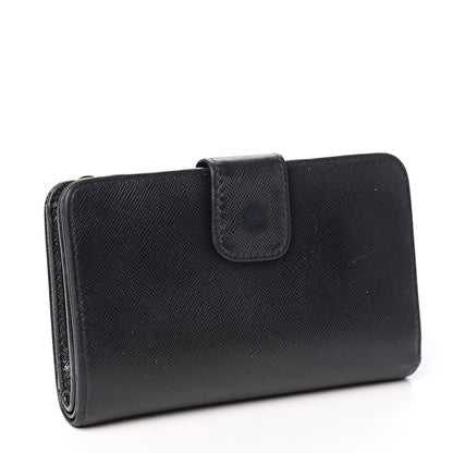Prada Saffiano Metal Compact Wallet Black 2 of 7