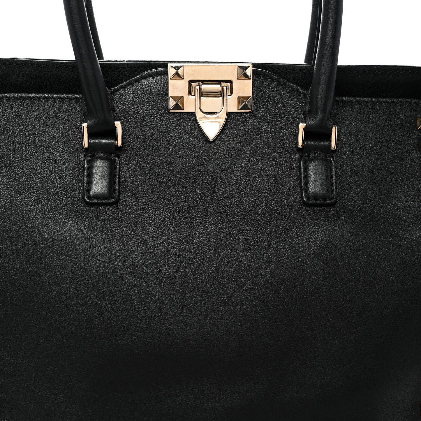 Vitello Rockstud Double Handle Tote Black