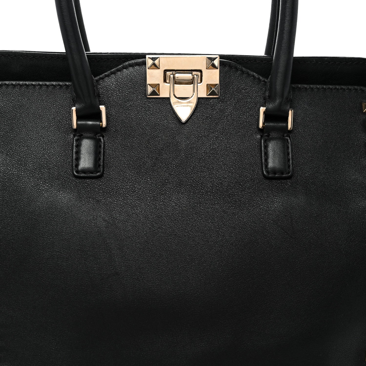 Valentino Garavani Vitello Rockstud Double Handle Tote Black 8 of 10