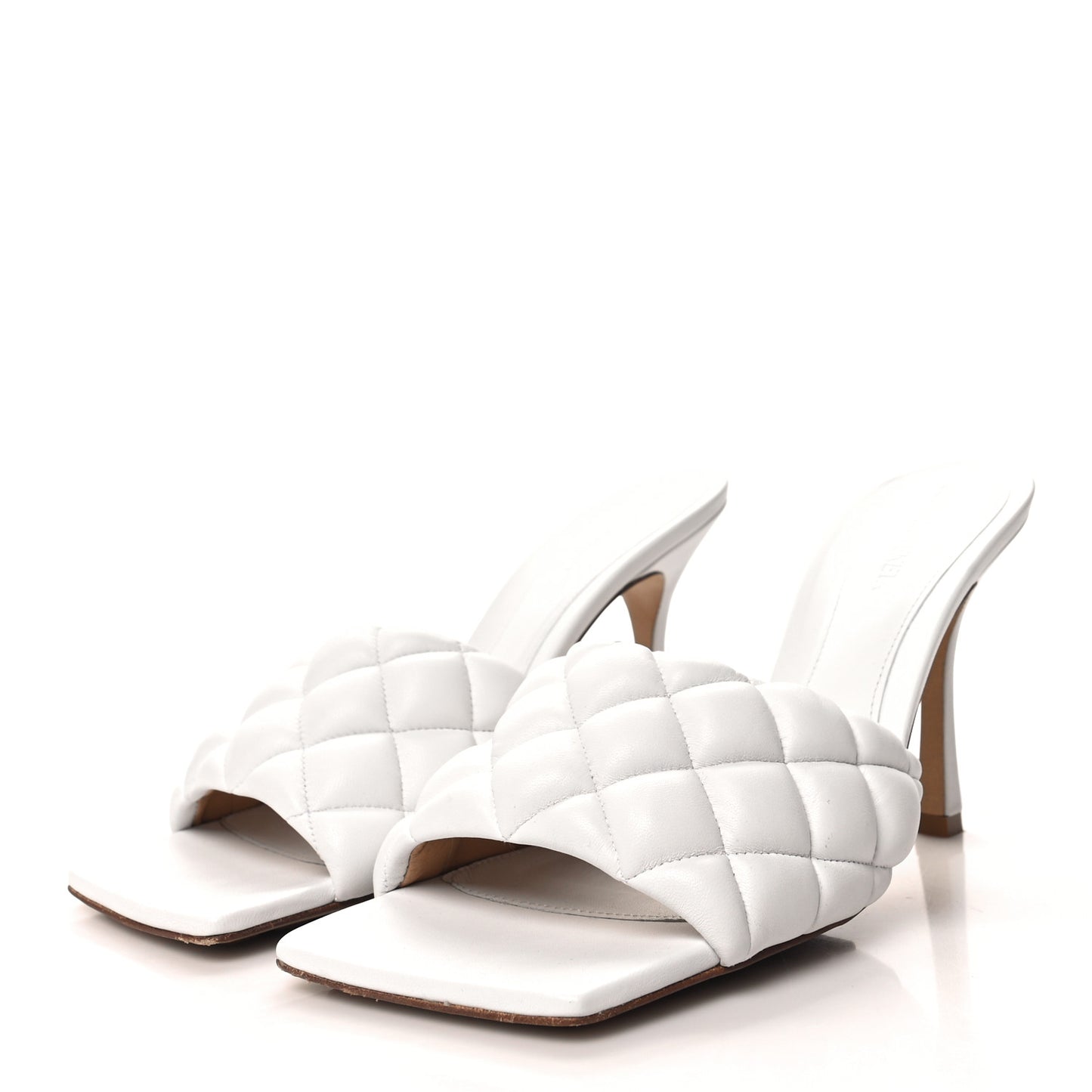 BOTTEGA VENETA Nappa Matelasse Padded Mule Sandals 40 Optic White
