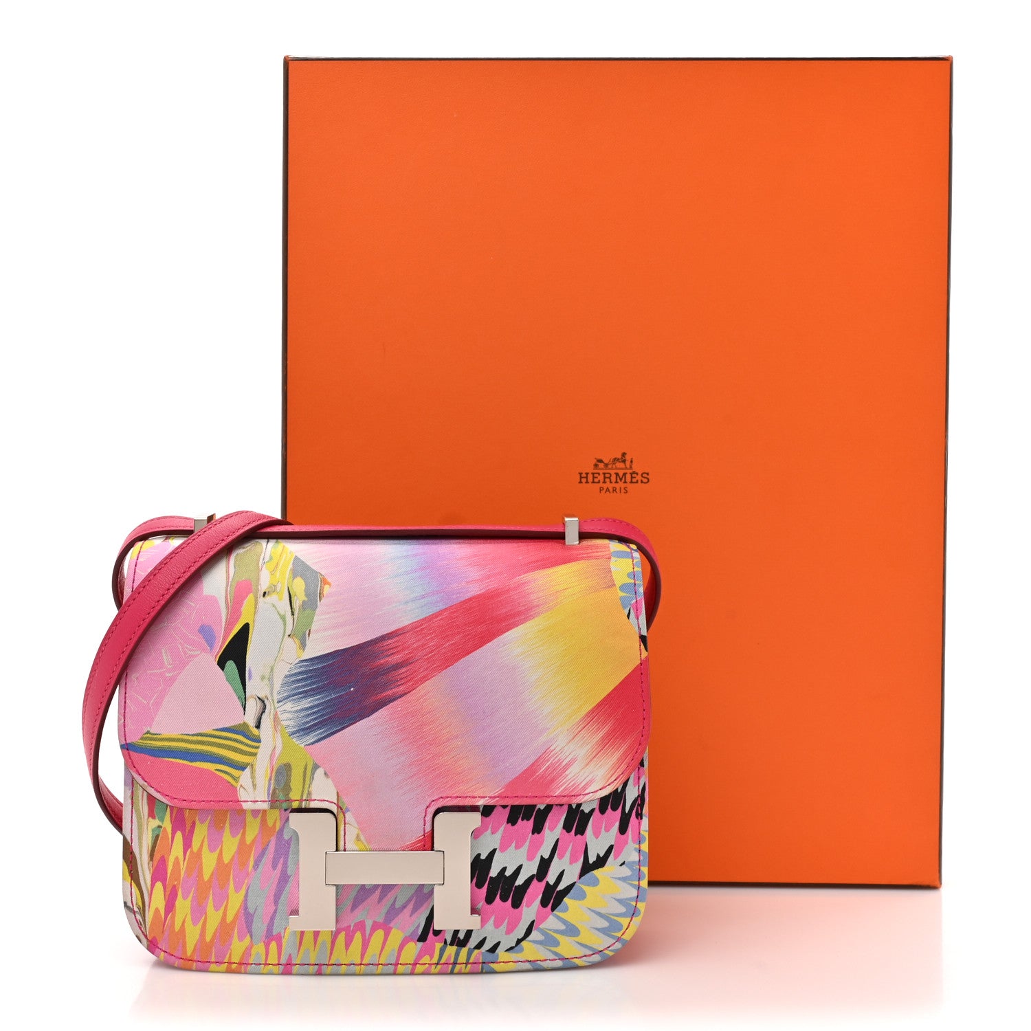 Hermes Swift Silk Marble Printed Constance 18 Rose Azalee Rose Mexico 14 of 14