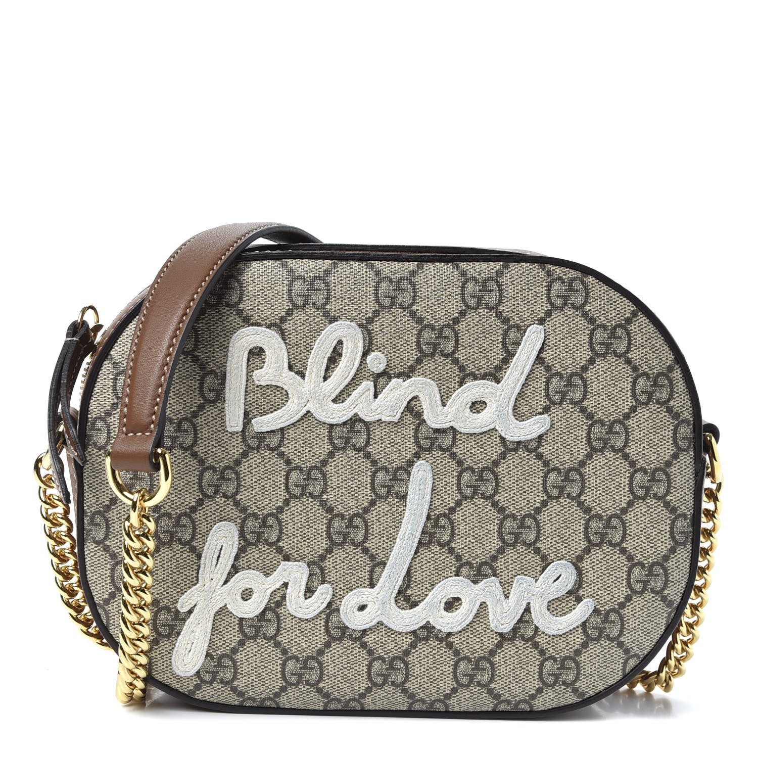 Gucci GG Supreme Monogram Blind For Love Embroidered Mini Chain Shoulder Bag Beige Tuscany 1 of 9