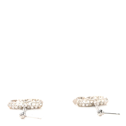 Chanel Baguette Crystal CC Drop Earrings Silver 3 of 4