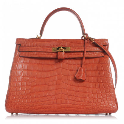Hermes Matte Niloticus Crocodile Kelly 35 Sanguine 1 of 16
