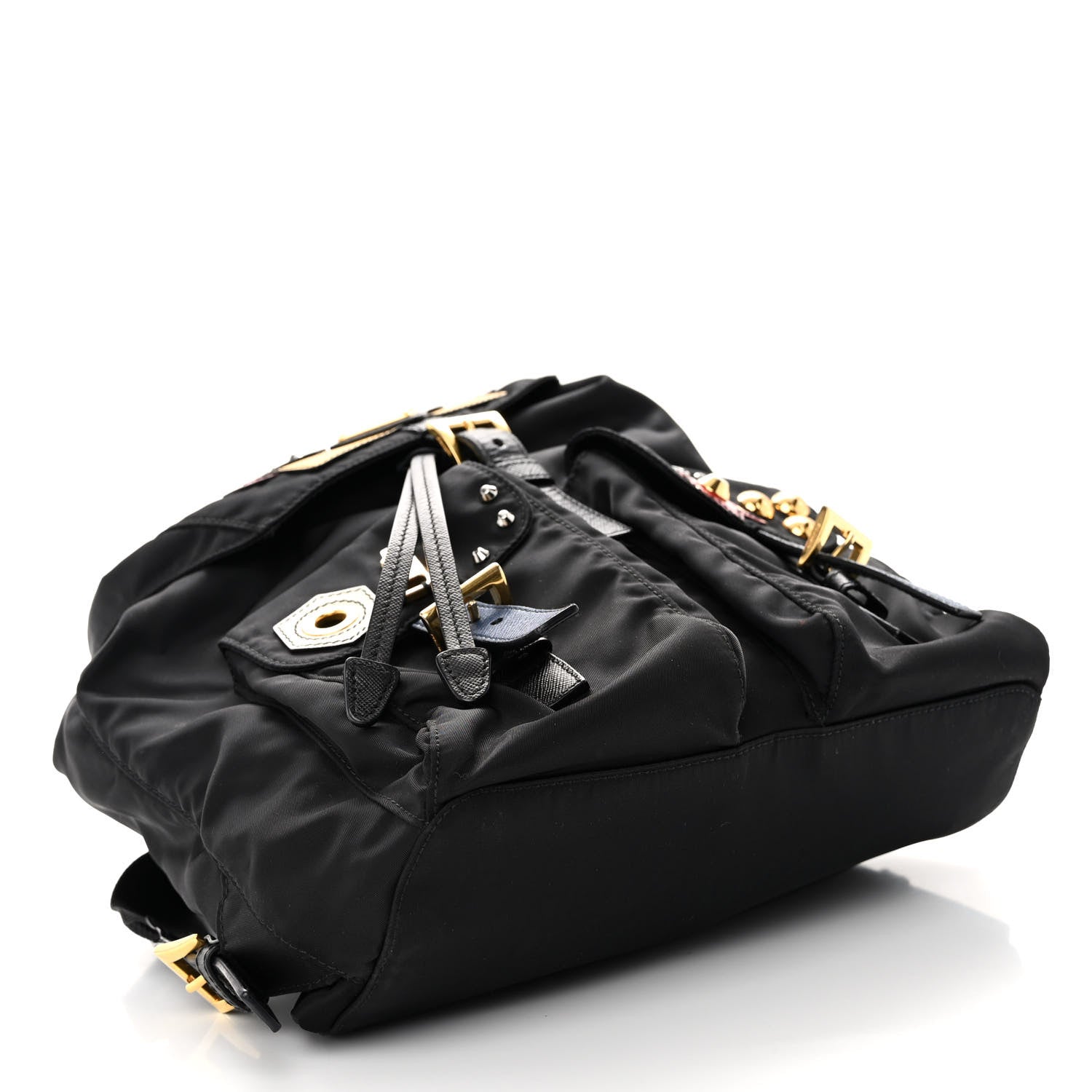 Prada Tessuto Nylon Saffiano Robot Backpack Black Mimosa 4 of 9