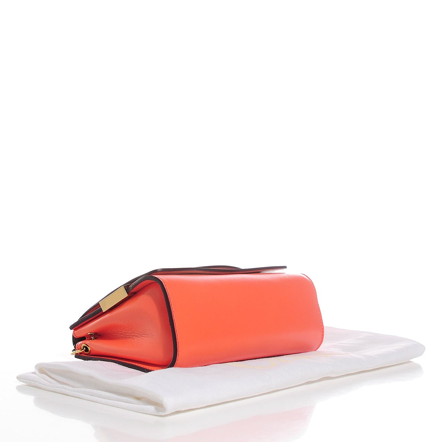 Lambskin Medium Elle Chain Clutch Coral Pop