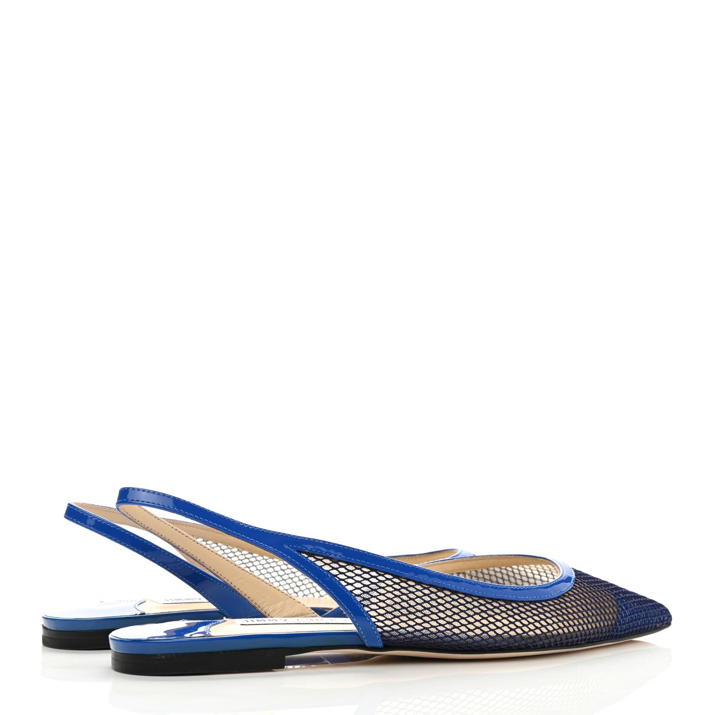 Patent Mesh Calfskin Fetto Slingback Flats 37.5 Electric Blue