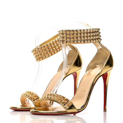 Christian Louboutin Specchio Priyadora 100 Studded Sandals 38 Version Gold 3 of 8