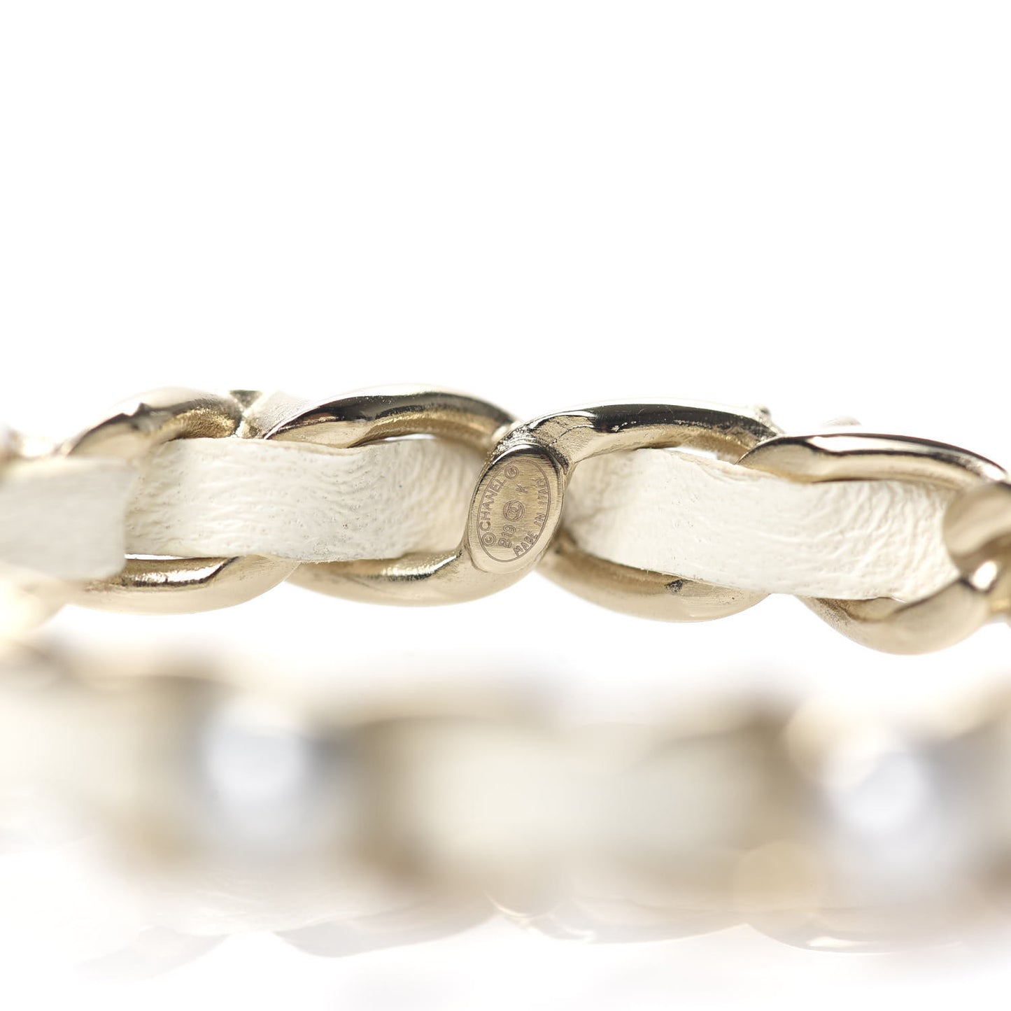 Lambskin Pearl More Is More CC Chain Hoop Earrings Matte Gold White