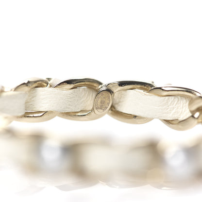 Chanel Lambskin Pearl More Is More CC Chain Hoop Earrings Matte Gold White 4 of 4