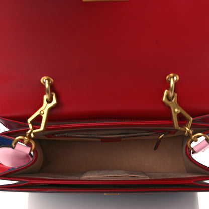 Gucci Calfskin Sylvie Web Large Queen Margaret Top Handle Bag Blue Agata Hibiscus Red Mystic White Sugar Pink 5 of 10