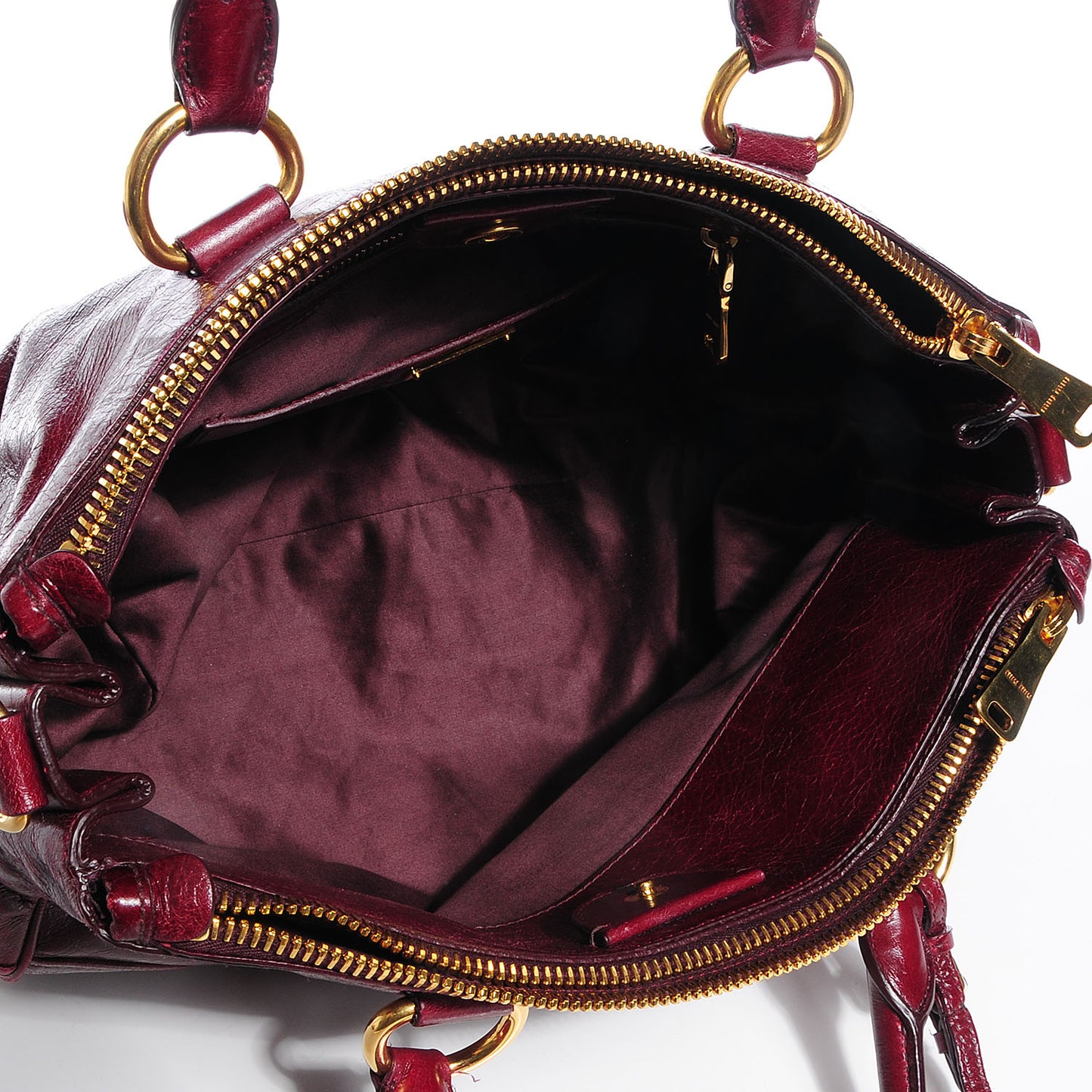Vitello Shine Double Zip Tote Amaranth