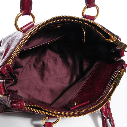 Miu Miu Vitello Shine Double Zip Tote Amaranth 5 of 10