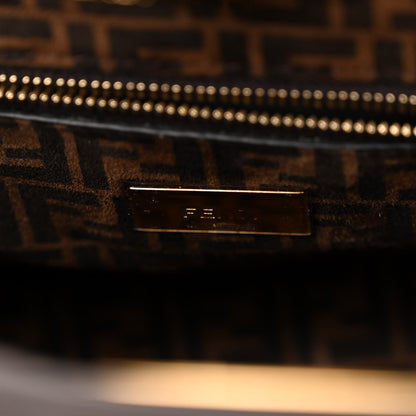 Fendi Vitello Seta Suede FF Mini Peekaboo Iconic Satchel Chocolate Sigaro Marrone 7 of 10
