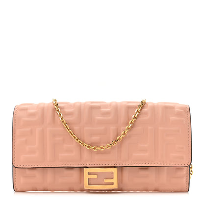 Fendi Nappa Matisse FF Embossed Continental Wallet On Chain Baby Pink 1 of 15