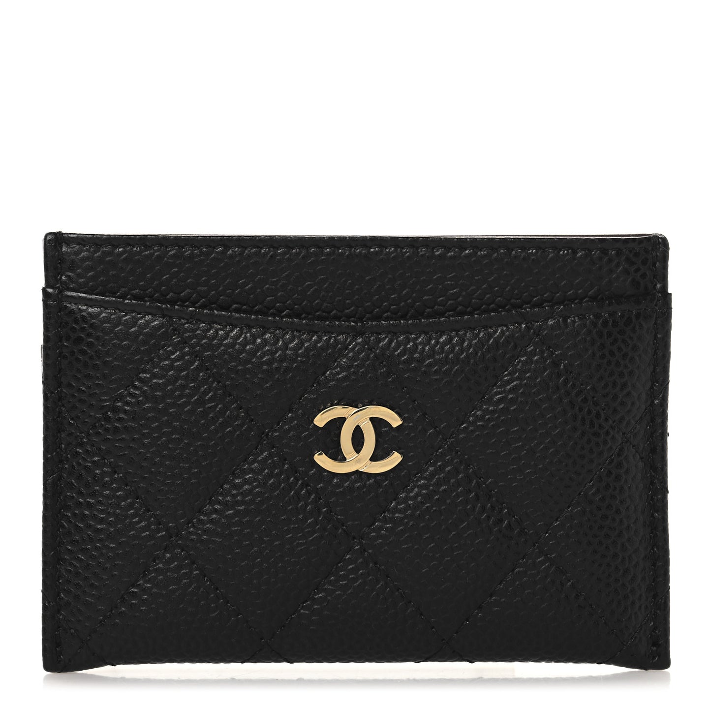Caviar Quilted Card Holder Black