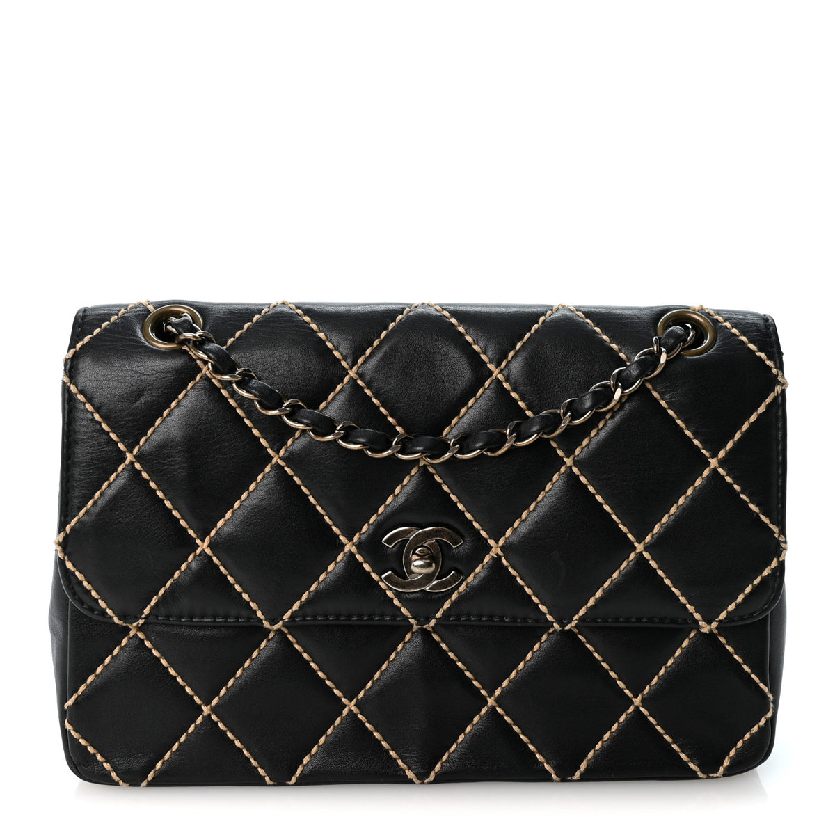 Chanel Calfskin Wild Stitch Jumbo Flap Black 1 of 12