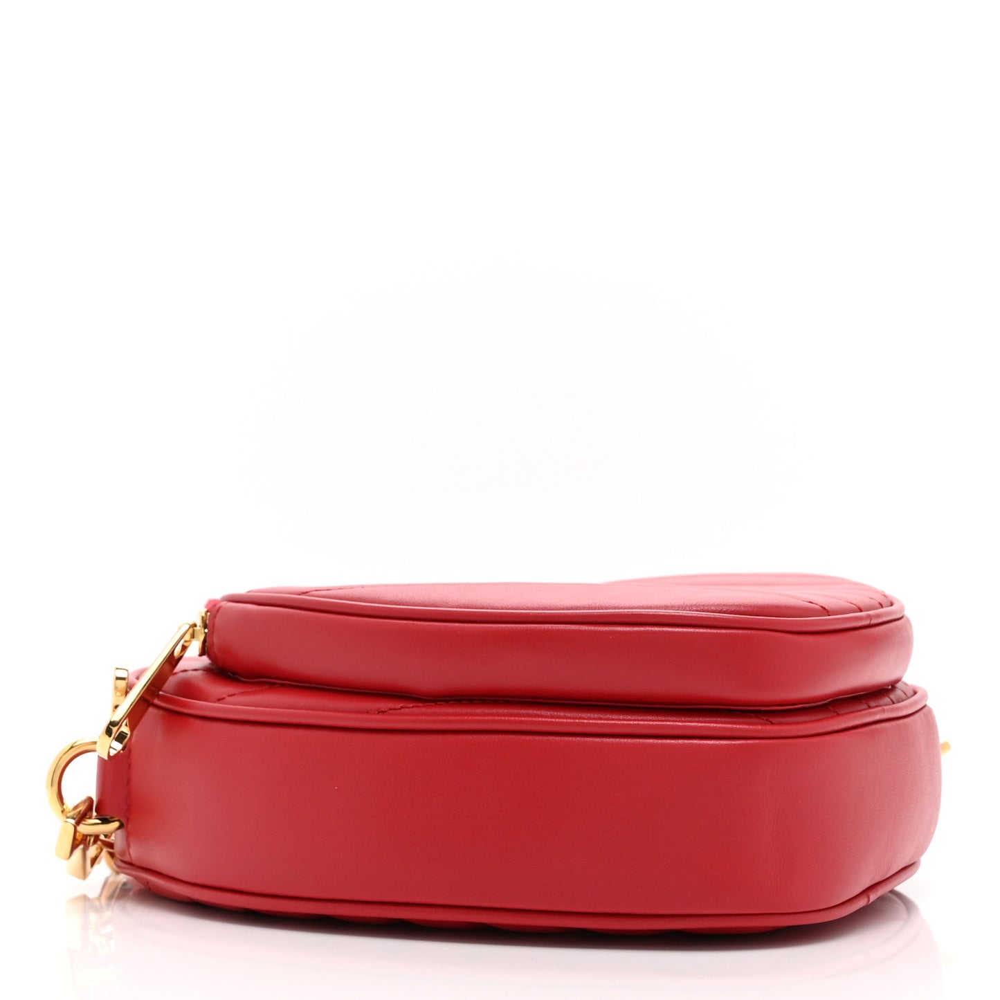 Calfskin Matelasse Diagonal Mini Interlocking G Heart Shoulder Bag Hibiscus Red
