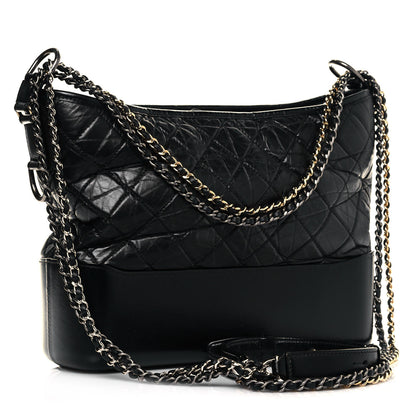 Chanel Aged Calfskin Quilted Medium Gabrielle Hobo Black 3 of 14