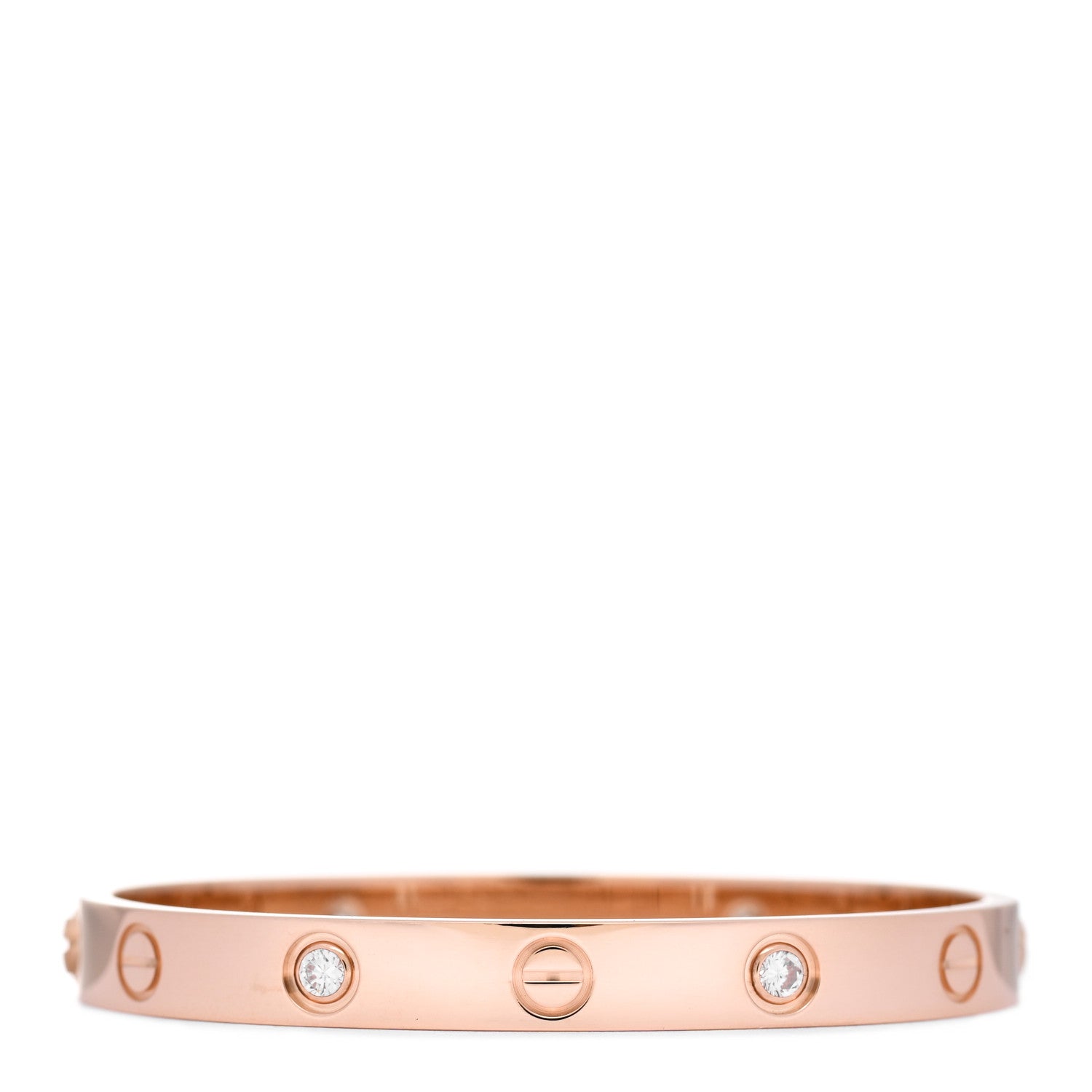 Cartier 18K Pink Gold 4 Diamond LOVE Bracelet 15 2 of 6