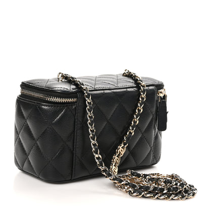 Chanel Caviar Quilted Small Tiny CC Vanity Case With Chain Black 3 of 12