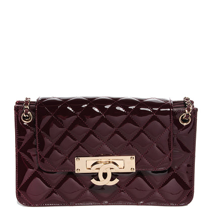 Chanel Patent Quilted Golden Class Wallet on Chain WOC Burgundy 1 of 9