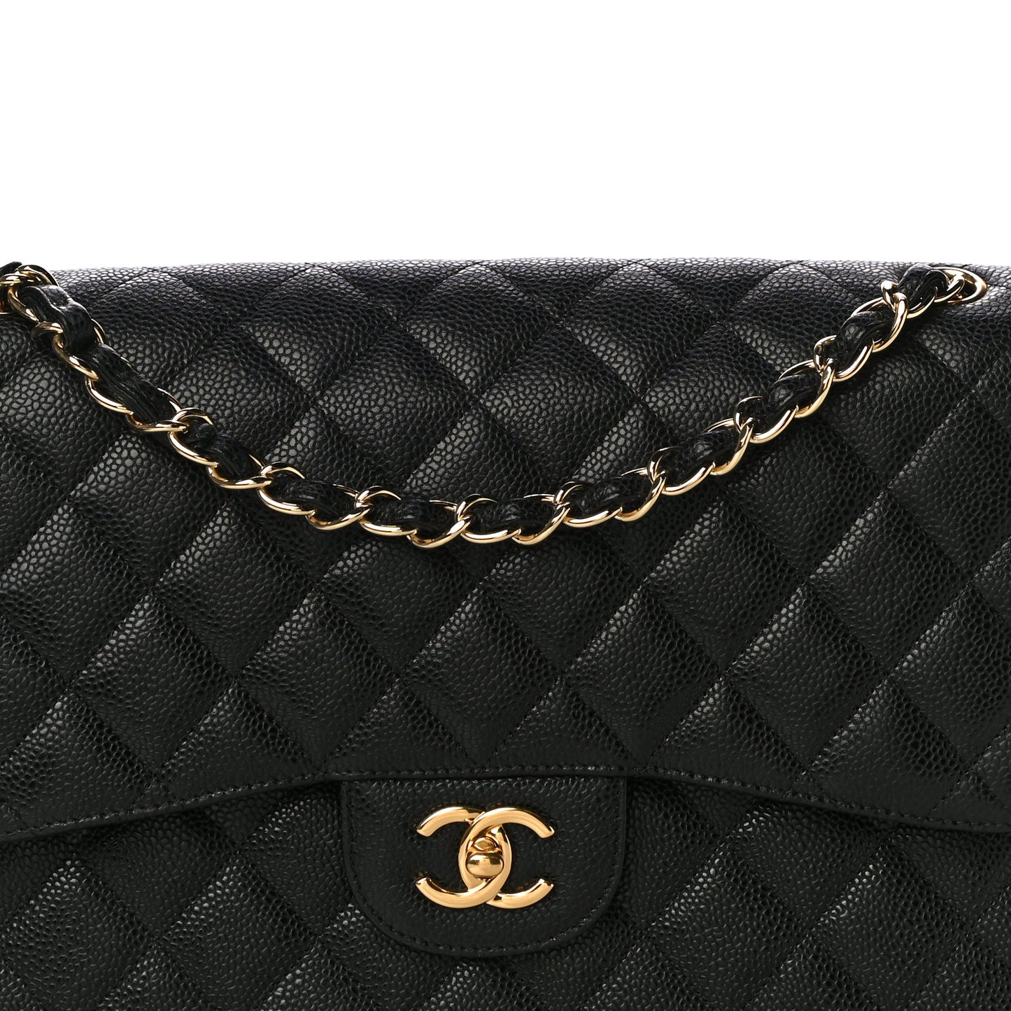 Caviar Quilted Jumbo Double Flap Black