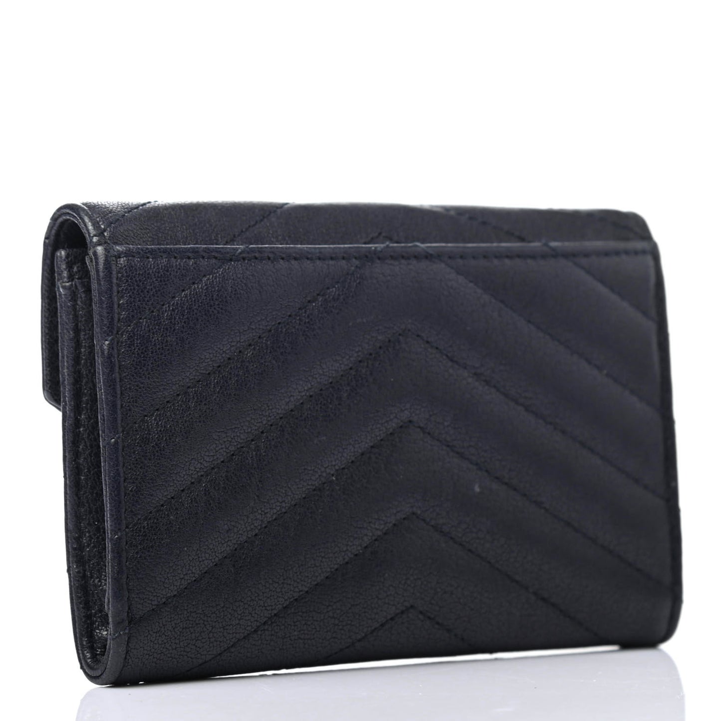 Grain De Poudre Matelasse Chevron Small Monogram Envelope Wallet Deep Marine