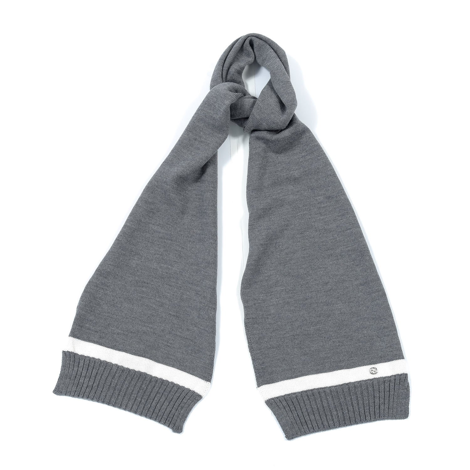 Gucci Wool Strap Scarf Gray 1 of 4