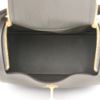 Hermes Taurillon Clemence Mini Lindy 20 Gris Meyer 5 of 11