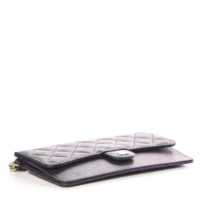 Chanel Iridescent Caviar Quilted Classic Pouch With Handle Black 5 of 11