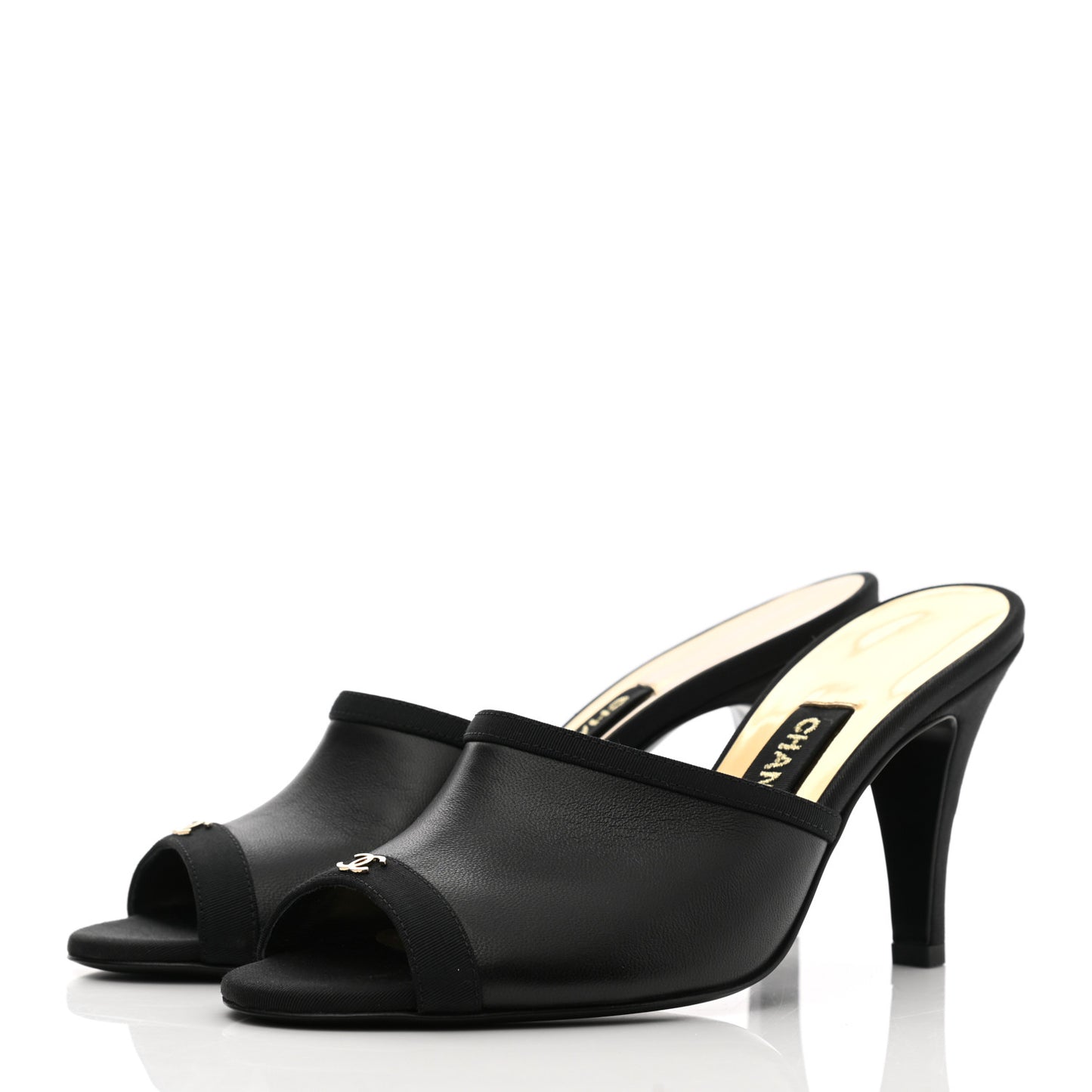 Lambskin Grosgrain CC Mules 36 Black