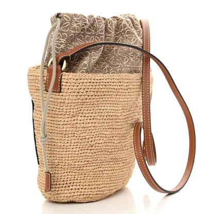 Loewe Calfskin Raffia Anagram Paulas Ibiza Pochette Bag Natural Tan 3 of 13