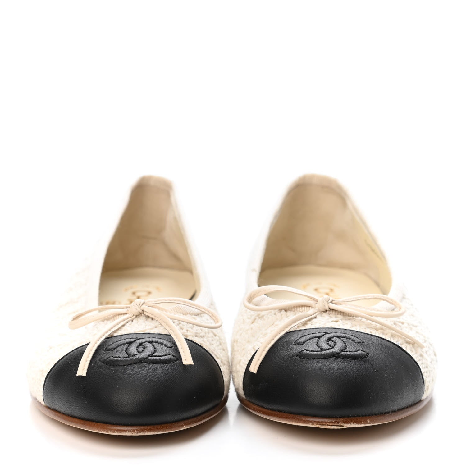 Chanel Crochet Cap Toe Ballerina Flats 38 Light Beige 2 of 4
