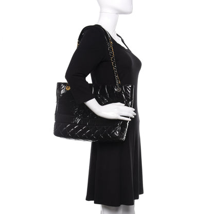 Chanel Shiny Aged Calfskin Quilted Small Shopping Bag Black 2 of 11