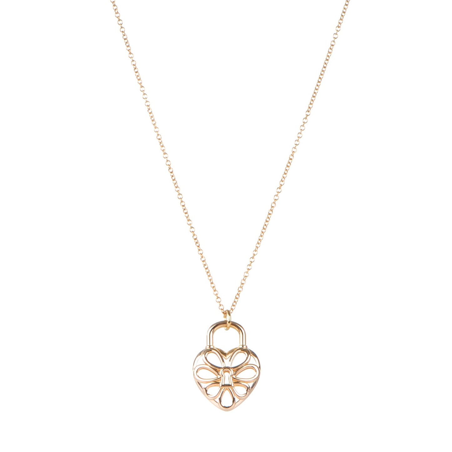 18k Pink Gold Filigree Heart Pendant Necklace