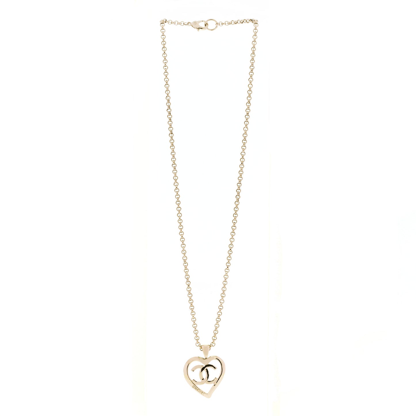 CC Heart Chain Pendant Necklace Gold