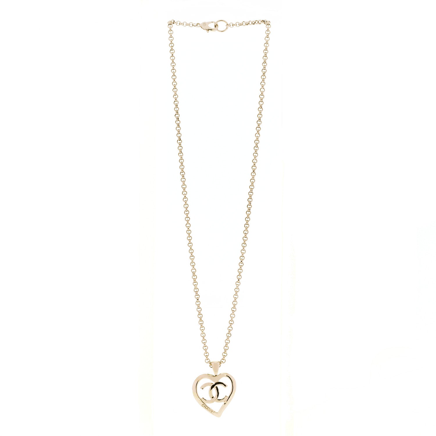 Chanel CC Heart Chain Pendant Necklace Gold 3 of 6