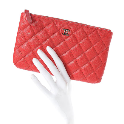Chanel Caviar Quilted Cosmetic Case Red 2 of 8