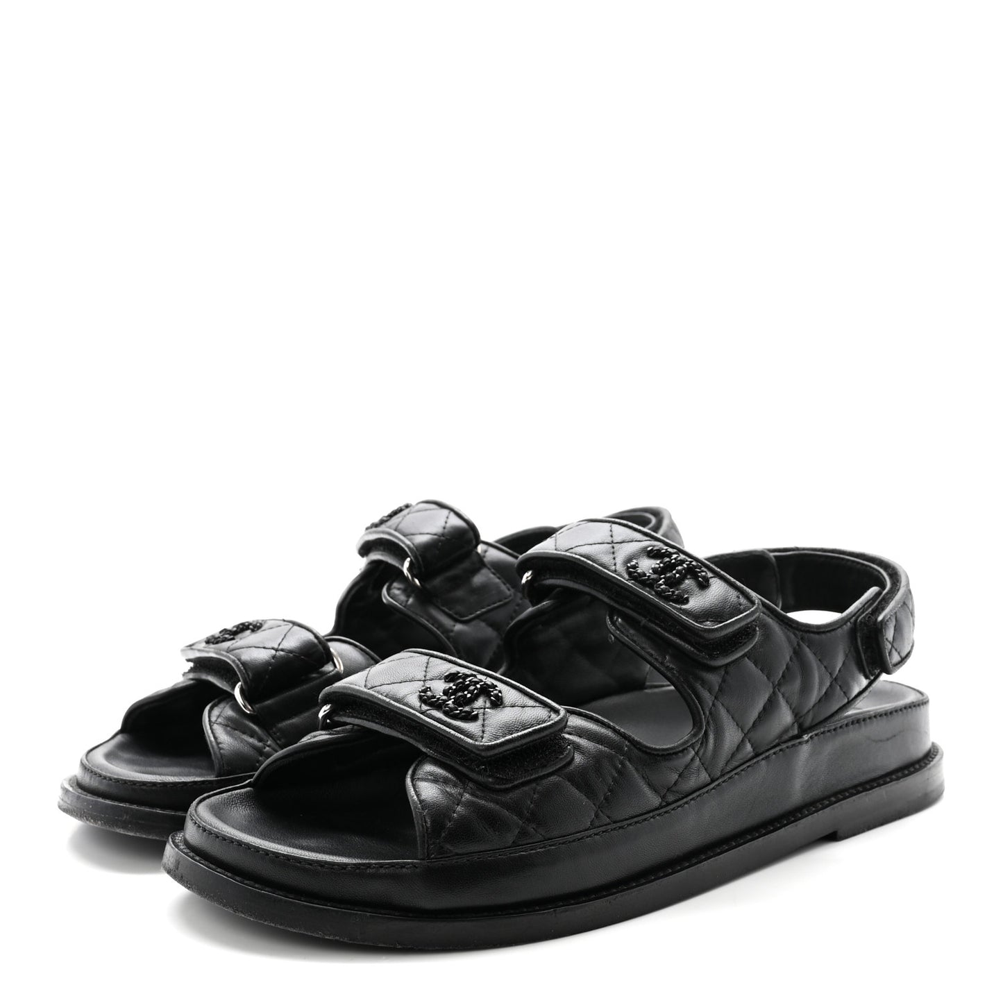 Lambskin Velcro Dad Sandals 38.5 Black