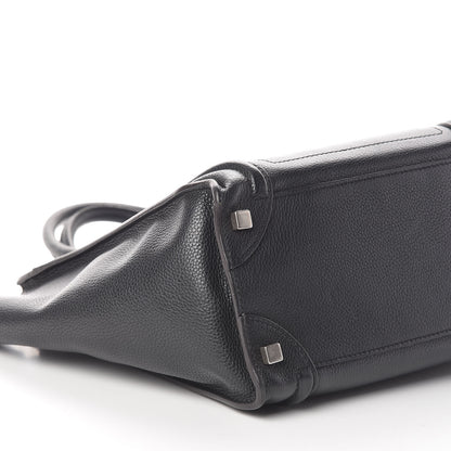 Celine Drummed Calfskin Micro Luggage Black 8 of 9